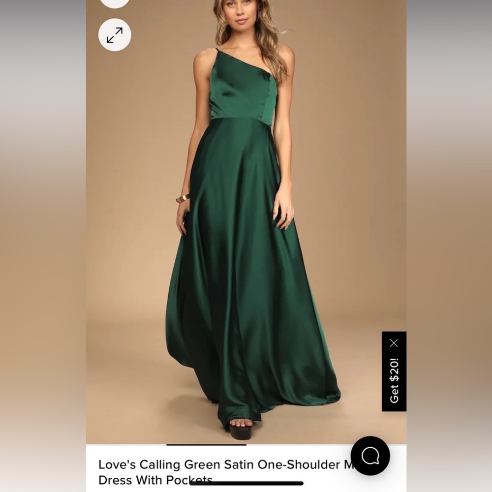 NWT Lulu’s satin one shoulder dress with pockets.